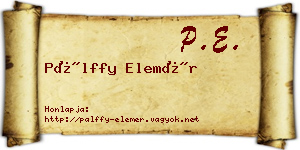 Pálffy Elemér névjegykártya